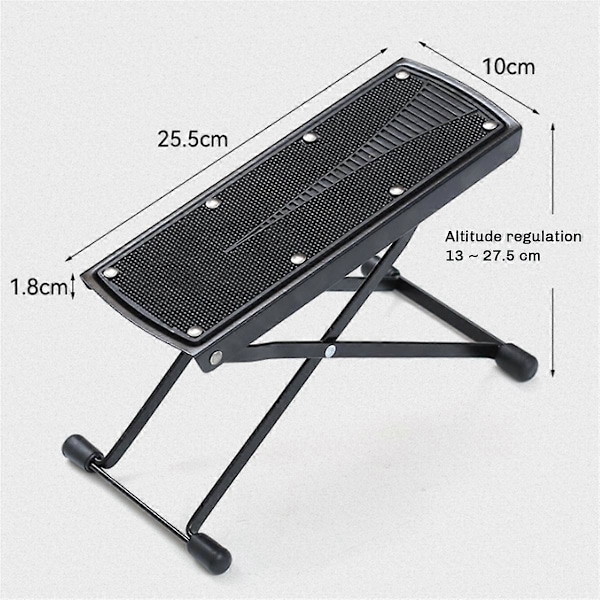 Gitarfotstøtte Pedal Metall Antislipp Gummi Pute Justerbar Folding 6-Posisjons Høyde Fotbrett for