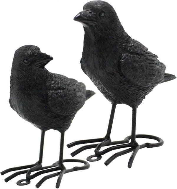 Hagekråkestatue | Ute Ravnefigur | Dekorativ Ravneskulptur | 2