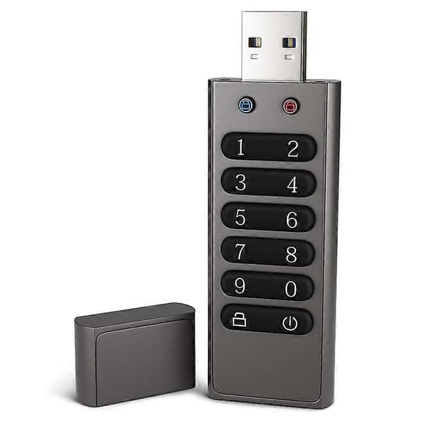 Säker USB-enhet, 32GB Krypterad USB-minne Hårdvarulösenord Minnessticka med Knappsats U Disk
