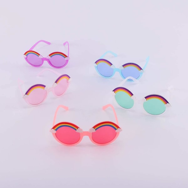 Barnesolbriller Summer Pink Rainbow Småbarnssolbriller for gutter Jenter Uv-bestandige solbriller (blandet farge) (5 stk)