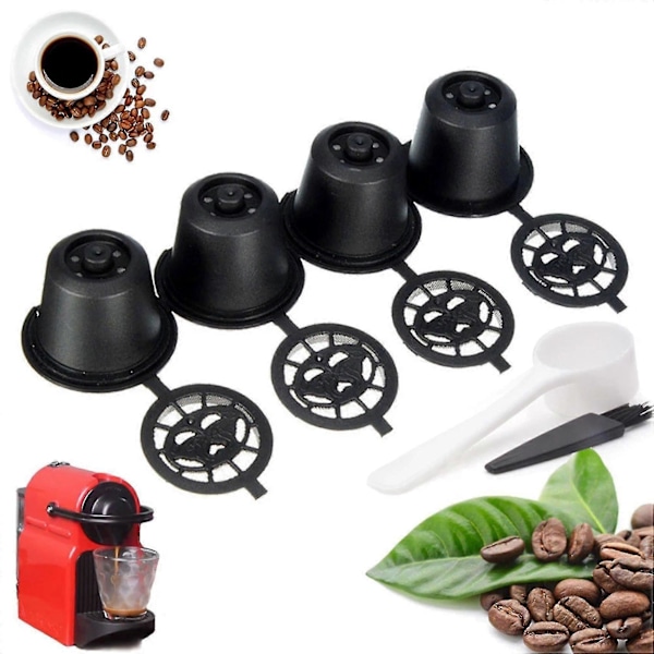 Gjenbrukbare Kaffekapsler Kopp Svart Påfyllbar Kaffekapsel Påfyllingsfilter Kaffeutstyr-brun