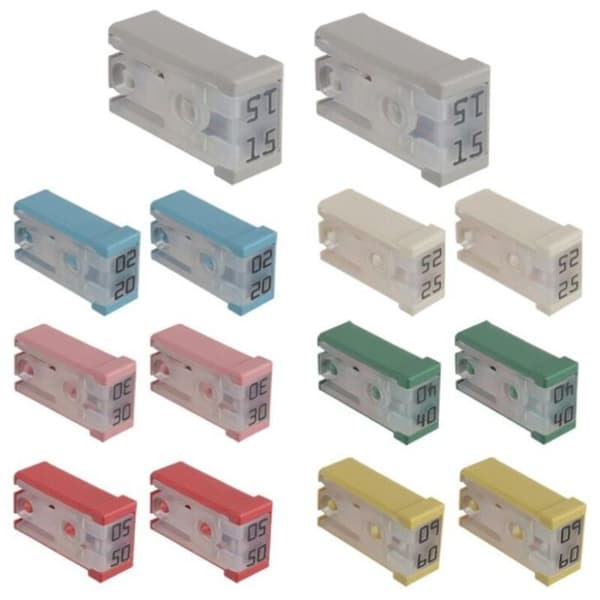 Sett med 14 mini MCASE splittede patron-sikringer for bil 15A 20A 25A 30A 40A 50A 60A 32V