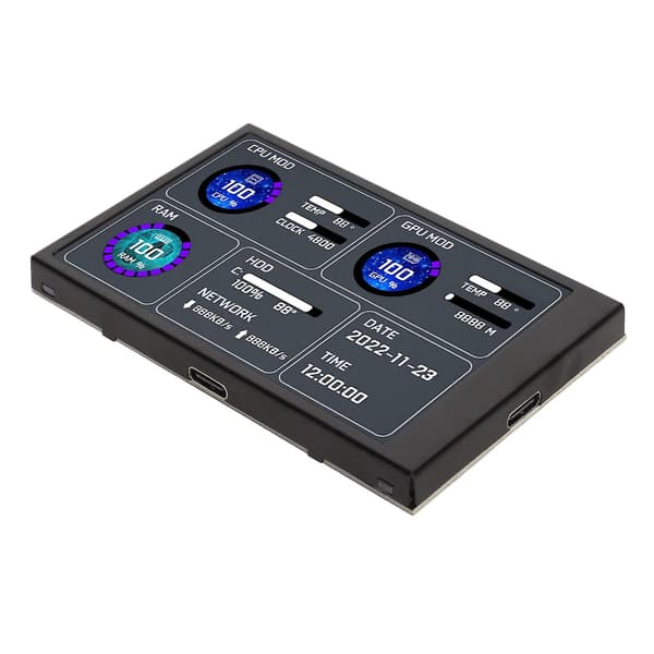 Computer Temp Monitor 3,5 tommer IPS Dual USB C Tema Editor Tilpasselig Layout PC CPU Data Monitor til Desktop Kabinet