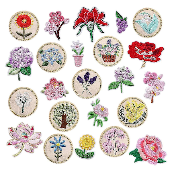 13 st Stryk-på-lappar Blomsterapplikationer Stickers, Blomsterkorg Broderi Dekorativa Lappar Appli