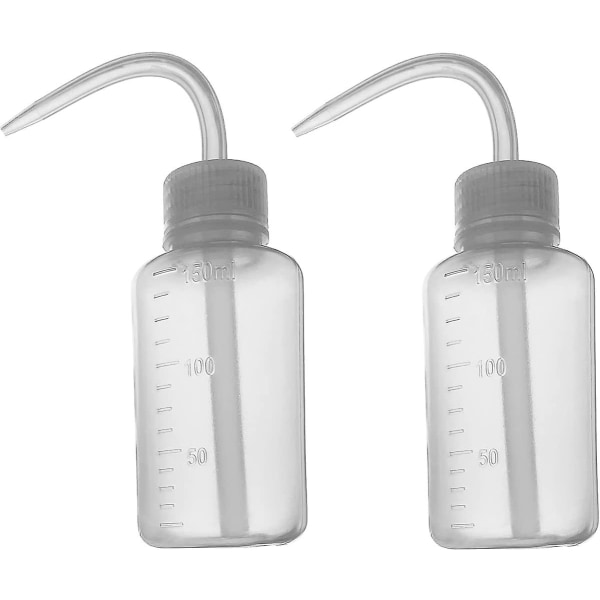 Vaskeflaske 150 ml 5 oz Klemmeflaske med smal munn Medisinsk laboratorium Plastsikkerhet Klemflaske uten søl Bøy munnvannskanner 2 stk.