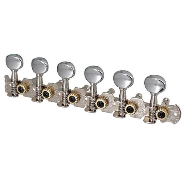 2-pack 6R6L Rostfria Gitarr Stämningsknappar Maskinhuvuden Stämmare Knappar för Klassisk Folk Gitarr Krom