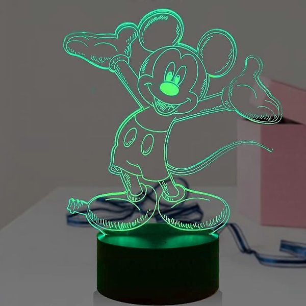SBSG Mikke Mus Minnie Mus 3D Nattlys 16 Fargeskiftende Auto-Flash LED Skrivebordslampe Leker