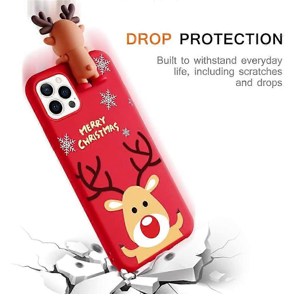 3D Snögubbe Design Silikon Skal för Flickor Kvinnor Slim Stötsäkert Mjukt Sött Fodral för Apple iPhone 13 6.1 tum. Älg