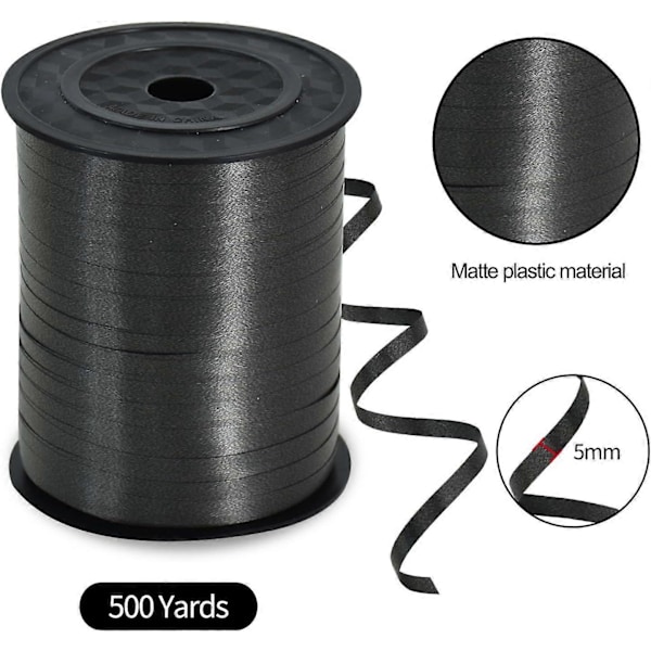 500 Yards Krullband - Ballongband - för presentinslagning, band och rosetter för jul nyår födelsedagspresenter (Svart)