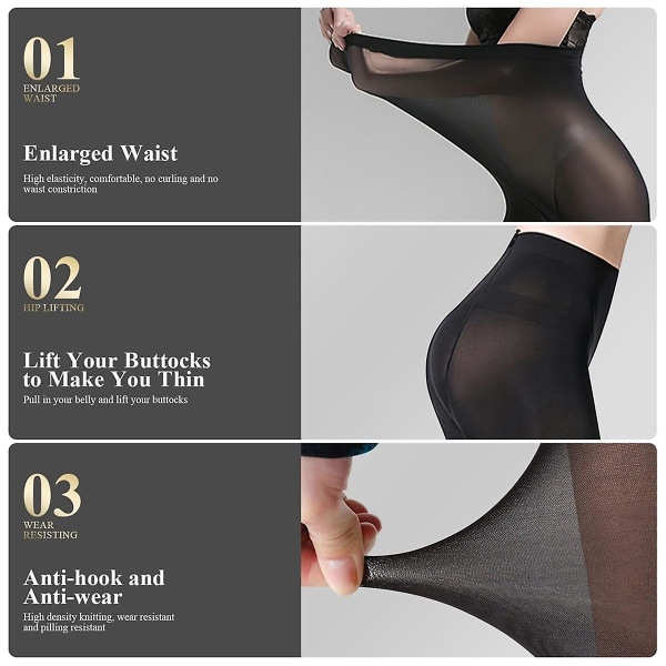 60d dametights med høy elastisitet, myk og komfortabel, sømløs svart strømpebukse perfekt for variasjoner