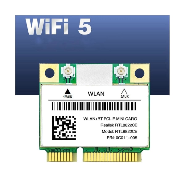 Rtl8822ce Wifi-kortti + 2x antenni 1200 Mbps 2.4g + 5GHz 802.11ac Network Mini Pcie Bt 5.0 Tuki kannettava tietokone/p