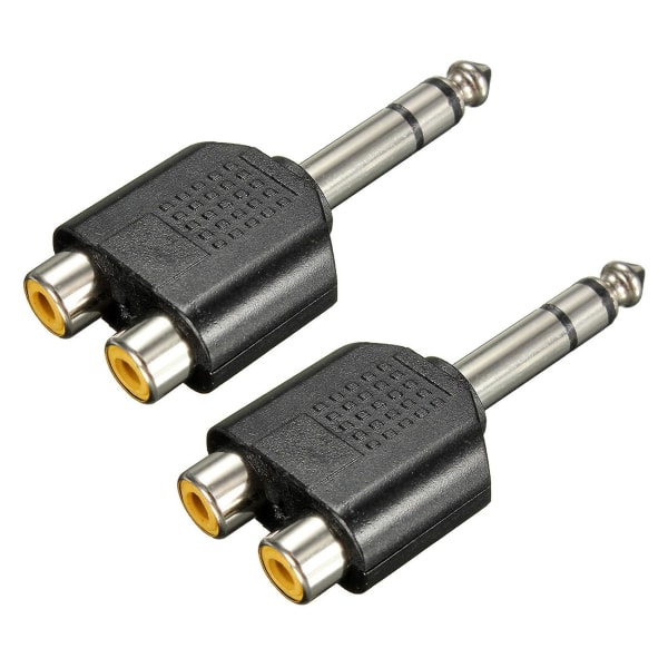 2x Stereo Hunn til 2 Dobbel RCA Hunn Y-Splitter Lydadapter