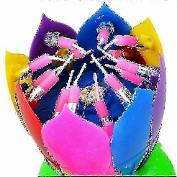 3 Pakke Musikalsk Fødselsdagslys Multifarvet Musikalsk Lys Lotus Rotation Farverig Musik Fødselsdagslys - God
