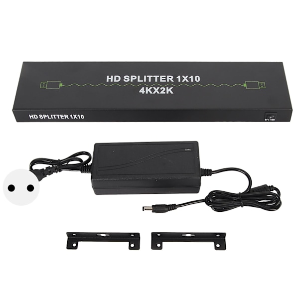 1 sisään, 10 ulos HD Multimedia Interface -jakaja, tukee 4K 30Hz 3D-ääni- ja videosynkronointia, 10-suuntainen HD-videojakaja 100–240 V EU-pistoke