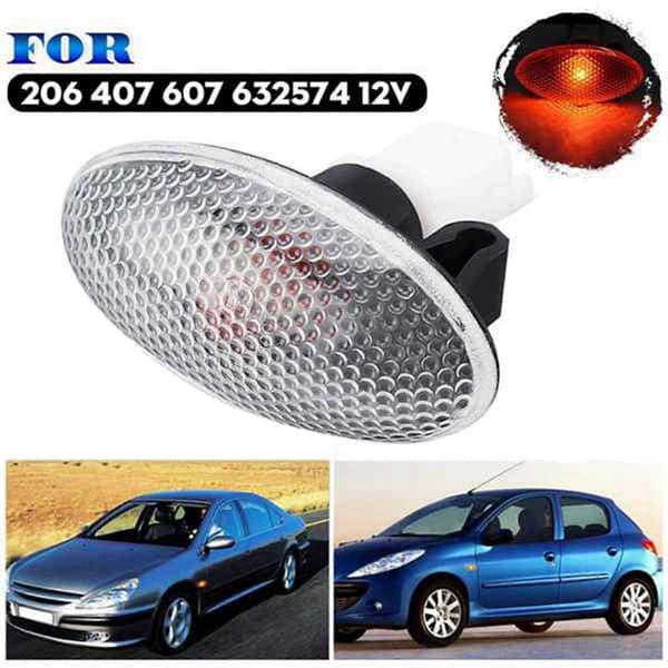2x Blinklys Side Markeringslys Repeater Lampe Indikator til 206 407 607 632574