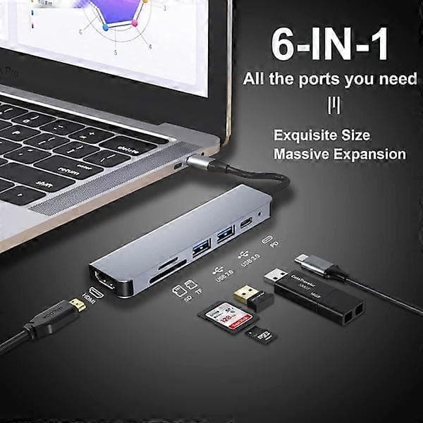 USB C -keskitin, moniporttinen USB C -sovitin MacBook Pro- ja Air-lisävarusteille
