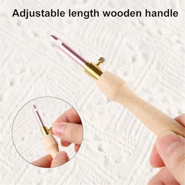 Punch Needle Kit, Justerbart Punch Needle Sæt i Træ, Punch Needle Voksne Begynder