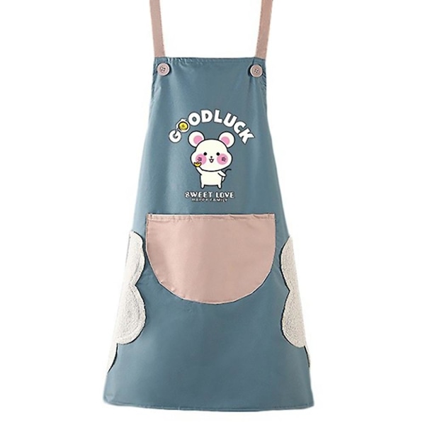 Cartoon Mouse Kitchen Apron For Men Women Home Cleaning Tools-blue