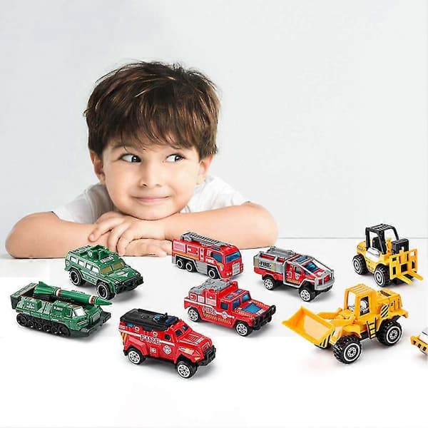 6 st Simulering Legering Bil Leksak Polis Brandbil Terräng Racing Modell Barn Present