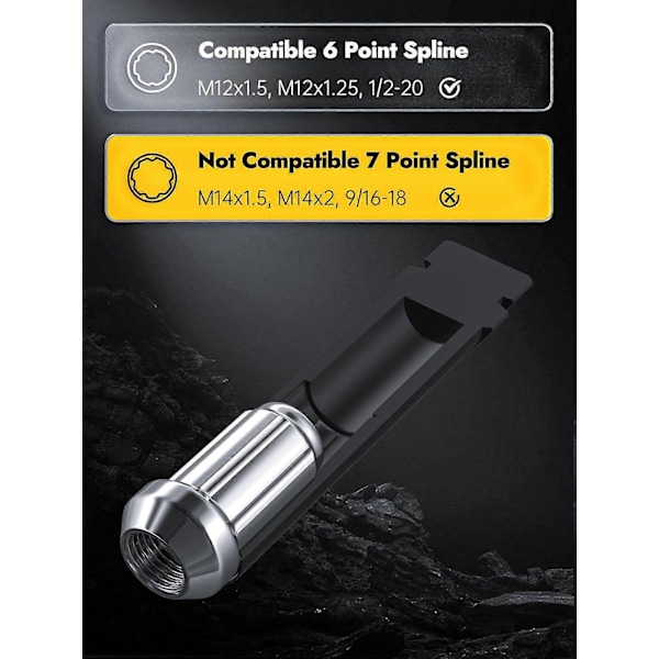 2 stk. Spline Lug Nuts Tuner Socket Nøgle Værktøj - 6 Punkt