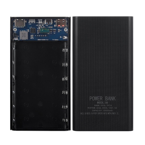 18650 Batteri Power Bank Box 22,5 W Hurtigopladning LCD Display 20000MAh Power Board til 6X18650 Batteri Powerbank Case(A)