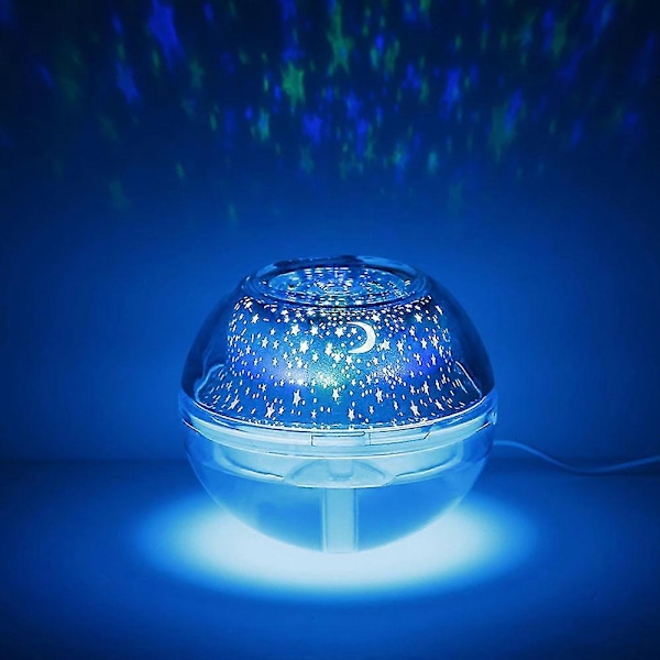 USB Fargerik LED Projektor Lys Luftfukter Krystallprojeksjonslampe Nattlampe