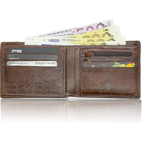 Plånbok Herr Heilwiy Plånbok i äkta läder Stor brun plånbok Plånbok Herr  med Rfid-present 66c4 | Fyndiq