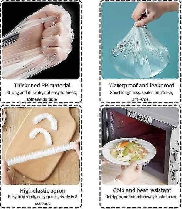 Återanvändbara matförvaringspåsar - Set med 100 elastiska skålskydd - Bra