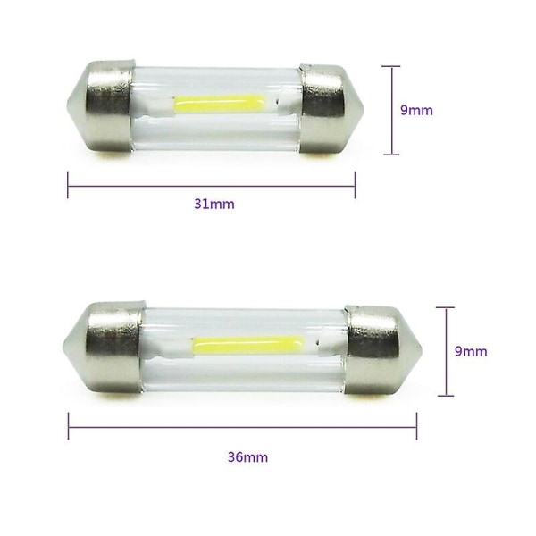 10 st Car Led Festoon Dome 31mm 36mm 39mm 41mm C5w billampor 6000k vit lässkyltlampa 12v Ed glödlampa