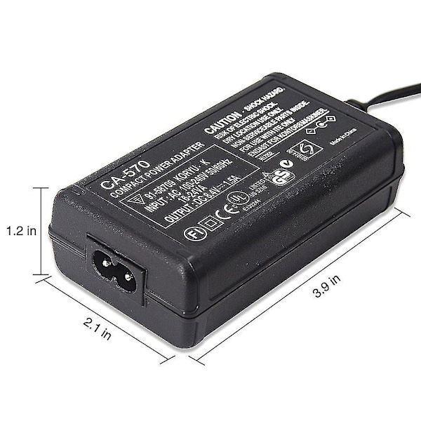 Ca-570 AC-adapteroplader kompatibel med Canon Fs21 Fs22 Fs200 Fs300 Hf10 Hf11 Hf20 Hf100 Hf200 Hf M31 Hf S10 Hg20 Hg21 Hg30