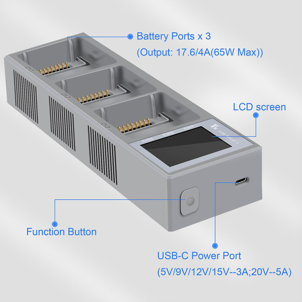 USB-batterilader for Mavic 3 Drone, Flybatteri USB-lading Hub, Digital