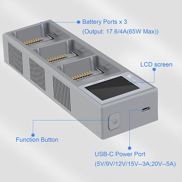 USB Batterilader til Mavic 3 Drone Flybatteri USB Opladningshub Digital