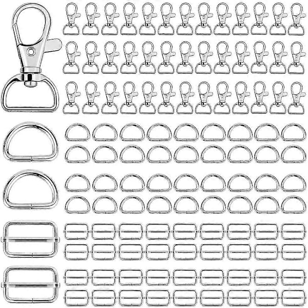 120 stk Metall Nøkkelringer Bulk Nøkkelring Spenne Svingbare Snap Kroker D-Ringer