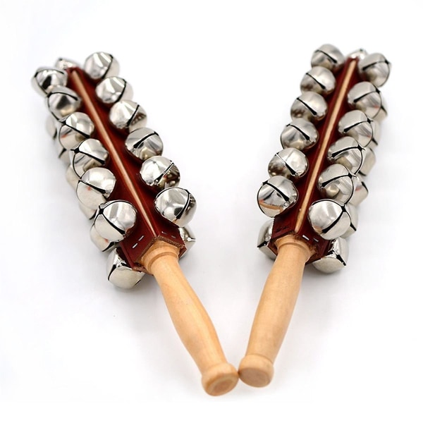 Hand Jinglebells Hand Sleigh Bells Wooden Shaker Jingle Bells Stick Musikalsk perkusjonsinstrument B