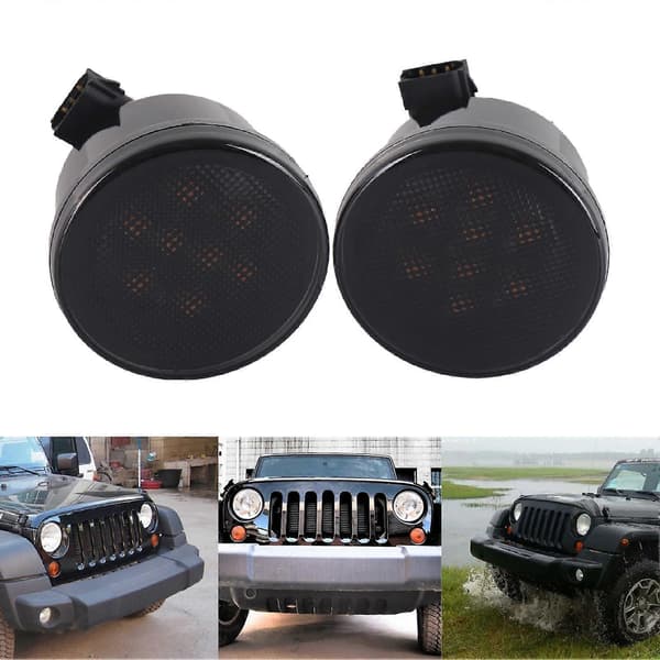 2 stk LED Blinklys Modifiserte Fender Side Marker Lys Tåkelys for Jeep Wrangler 07-17
