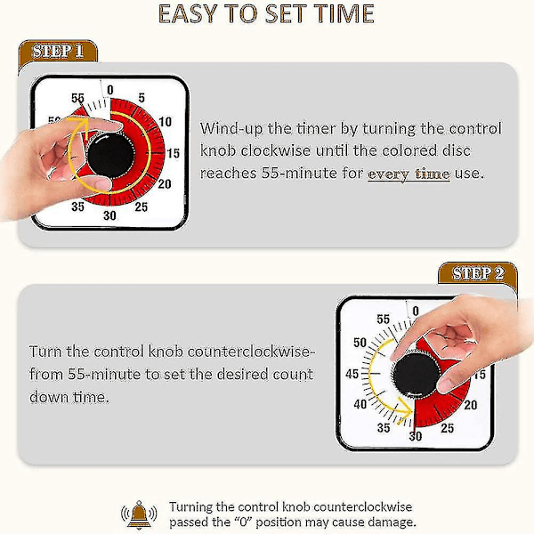 Visuell nedräkningstimer, extra stor visuell klassrumstimer för barn och vuxna, hållbar mekanisk kökstimer