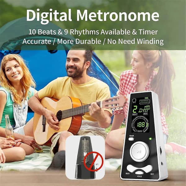 Digital Metronom för Piano Gitarr Violin Truminstrument Volym & Takthastighet Justerbar Smart Uni