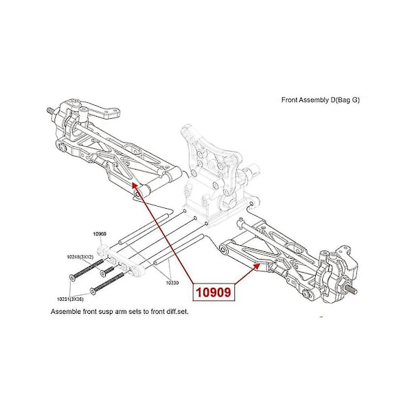 2 st Rc Bildelar 10909 Främre Nedre Upphängningsarm Passar För 1/10 Skala Racing Fjärrkontroll Modellbil Tillbehör