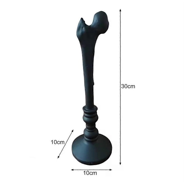 Halloween Ljusstake i Resin med Mänskligt Ben, Ljusfat för Koniska Ljus, Gotisk Heminredning