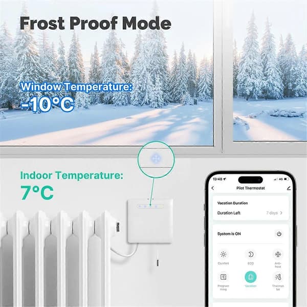 Wifi Smart Termostat for Pilot Wire Varme Radiator for Strøm Overvåking App Fjernkontroll(A)