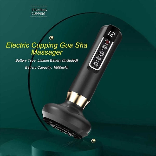 Elektrisk Gua Sha-massager med 12 Sugstyrkor, Stålkulor, Negativt Tryck, Koppar, Meridianmassage M