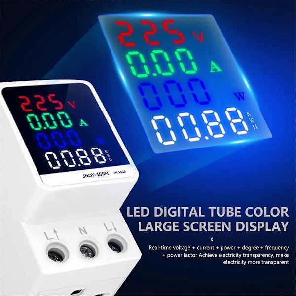AC 70-270V 100A 25KW Multifunksjon AC Digital Voltmeter Amperemeter Effektfaktor Meter Elektrisk Energi Mon