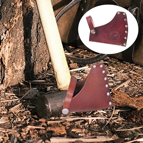 Äkta Läder Huvud Hölster Yxa Skydd Bladslida Kit Set Camping