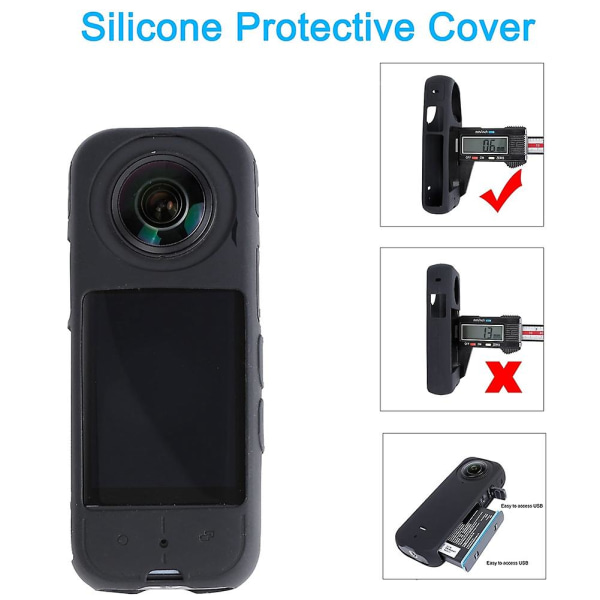 For X3-kamerabeskyttende tilbehørssett, linsebeskyttelse/silikonbeskyttelsesdeksel/skjermbeskyttere/ca