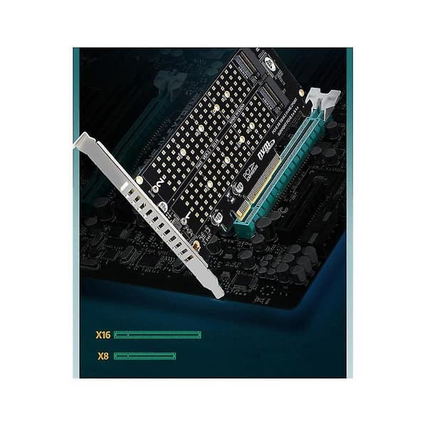 PCI-e X8 X16 Dobbel Disk Overføringskort NVMe M.2 Mkey SSD Raid Array Utvidelseskort Hovedkort P