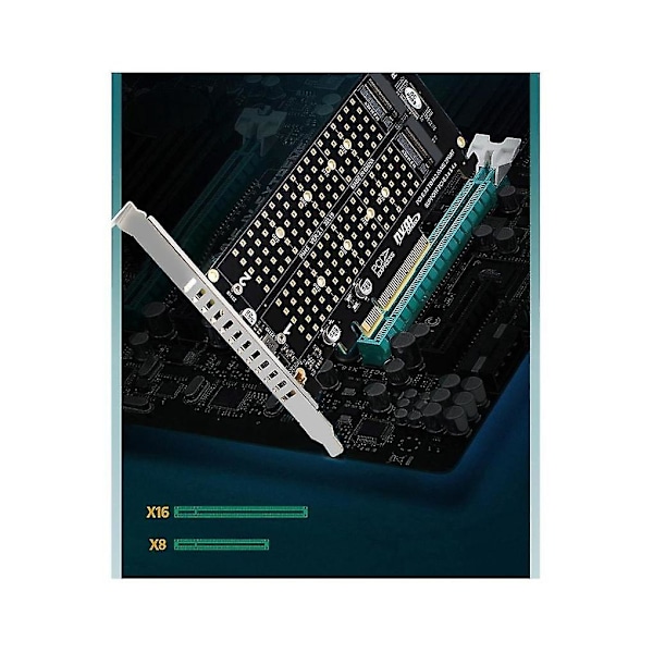 PCI-e X8 X16 Dubbel Disköverföringskort NVMe M.2 Mkey SSD Raid Array Expansionsadapter Moderkort P