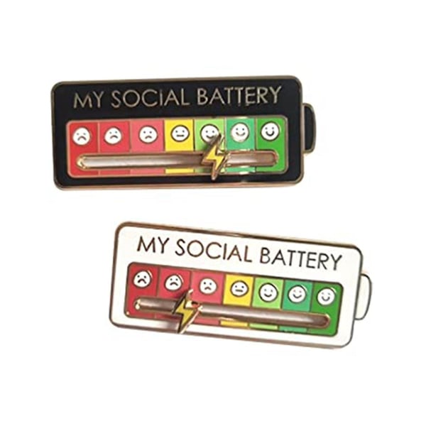 Social Battery Pin - Emali Mood Pin Funny Emali Emotional Pin 7 Day A Week Esteettinen rintaneula, 2 kpl
