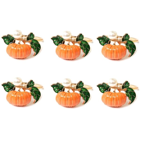 6 st Halloween Thanksgiving Pumpa Servett Ring Modell Rum Set Bord Servett Knapp Skörd Tema Na