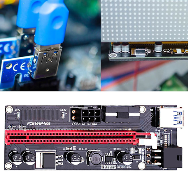 VER009S Kannettava USB 3.0 PCI-E 1X - 16X GPU Express Riser -kortti kaivurille