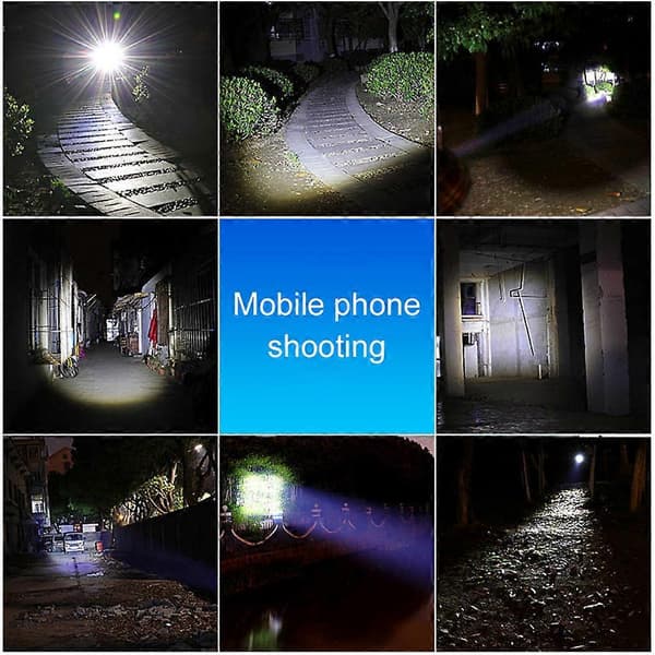 Mini-taskulamppu USB Ladattava LED-taskulamppu Vedenpitävä Teleskooppinen Tehokas Taskulamppu Ulkotyö Zoom Kannettava Taskulamppu Black